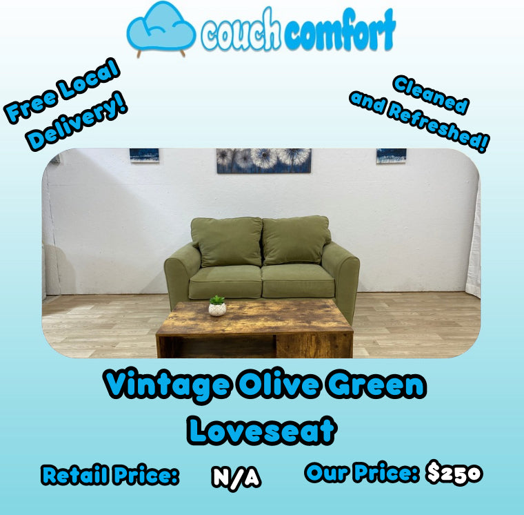 Vintage Olive Green Loveseat Sofa 🫒