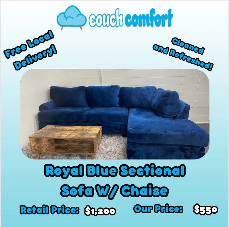 Royal Blue Sofa W/ Chaise