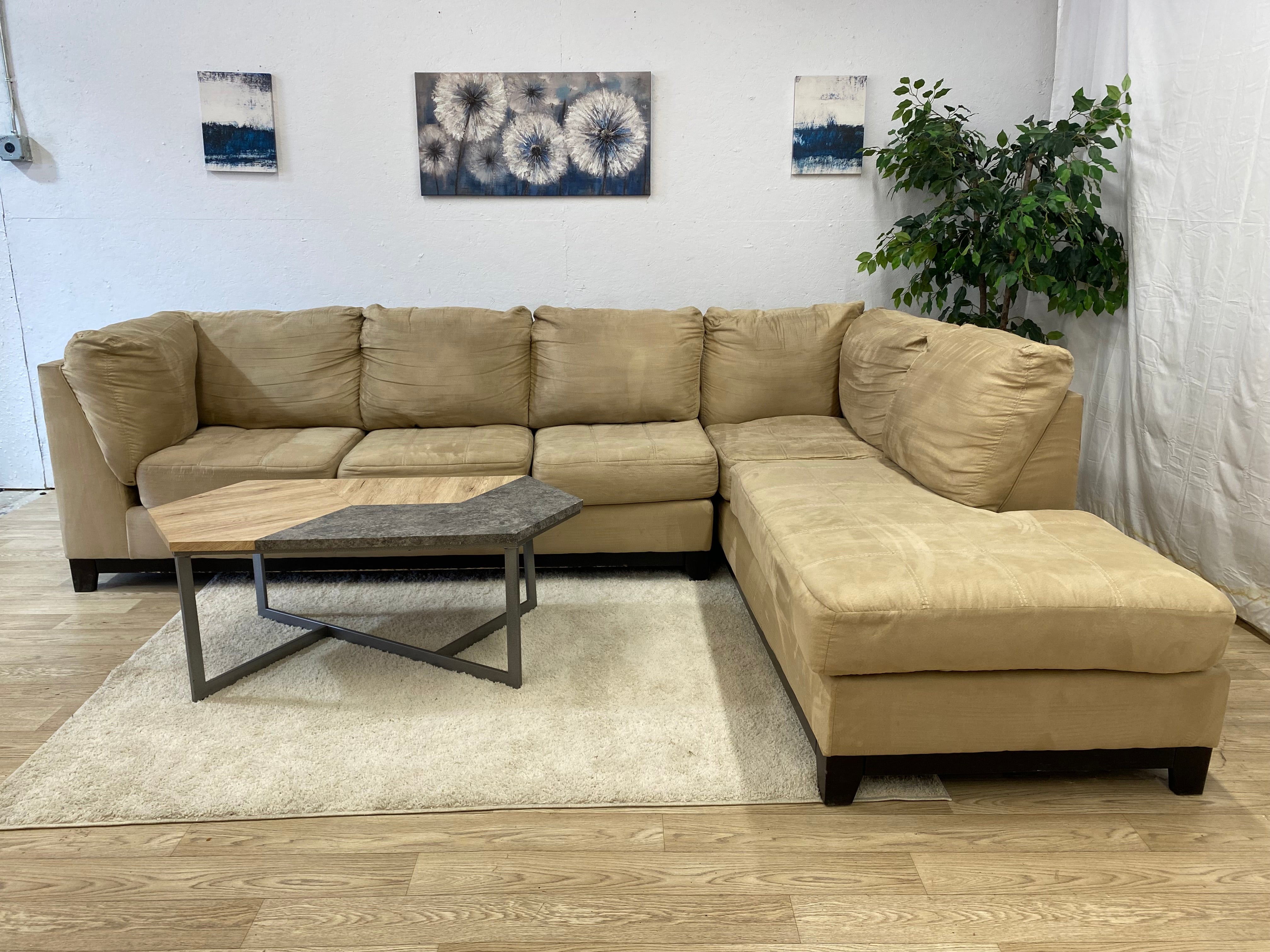 Beige L-Shaped Sectional