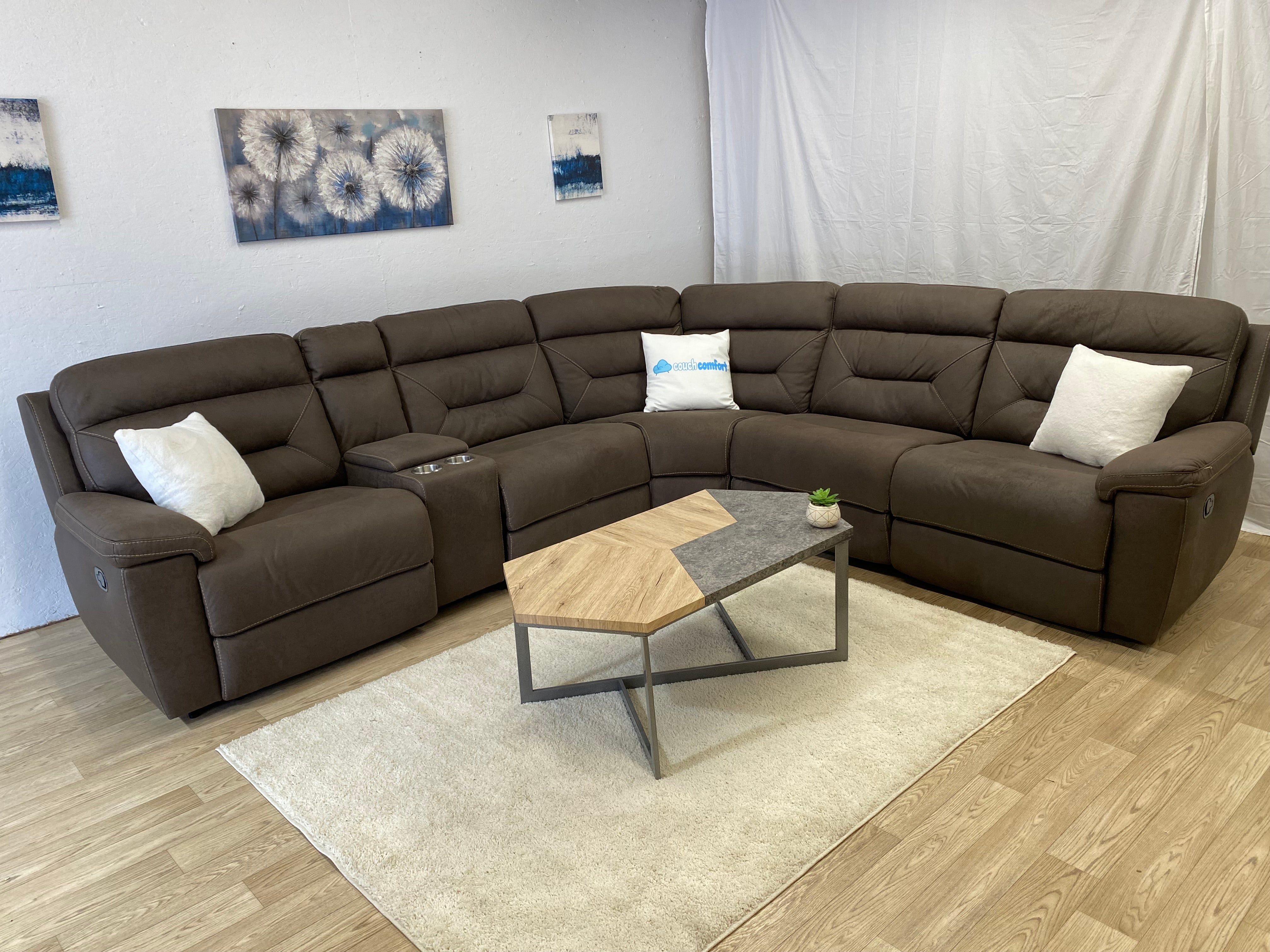 Fletcher Brown Sectional W/ Power USB Ports