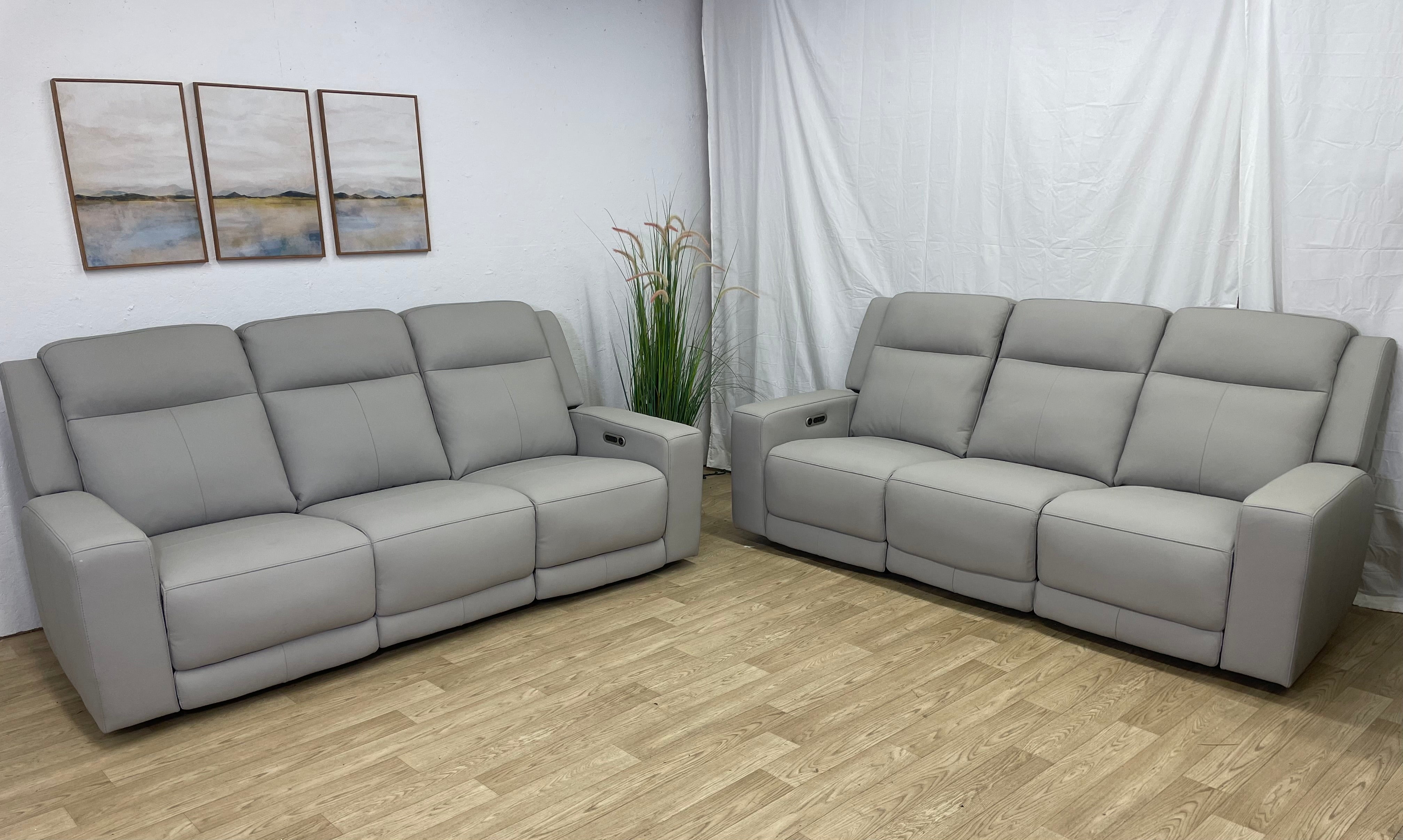 Top Grain Genuine Leather Power Reclining Sofa Set