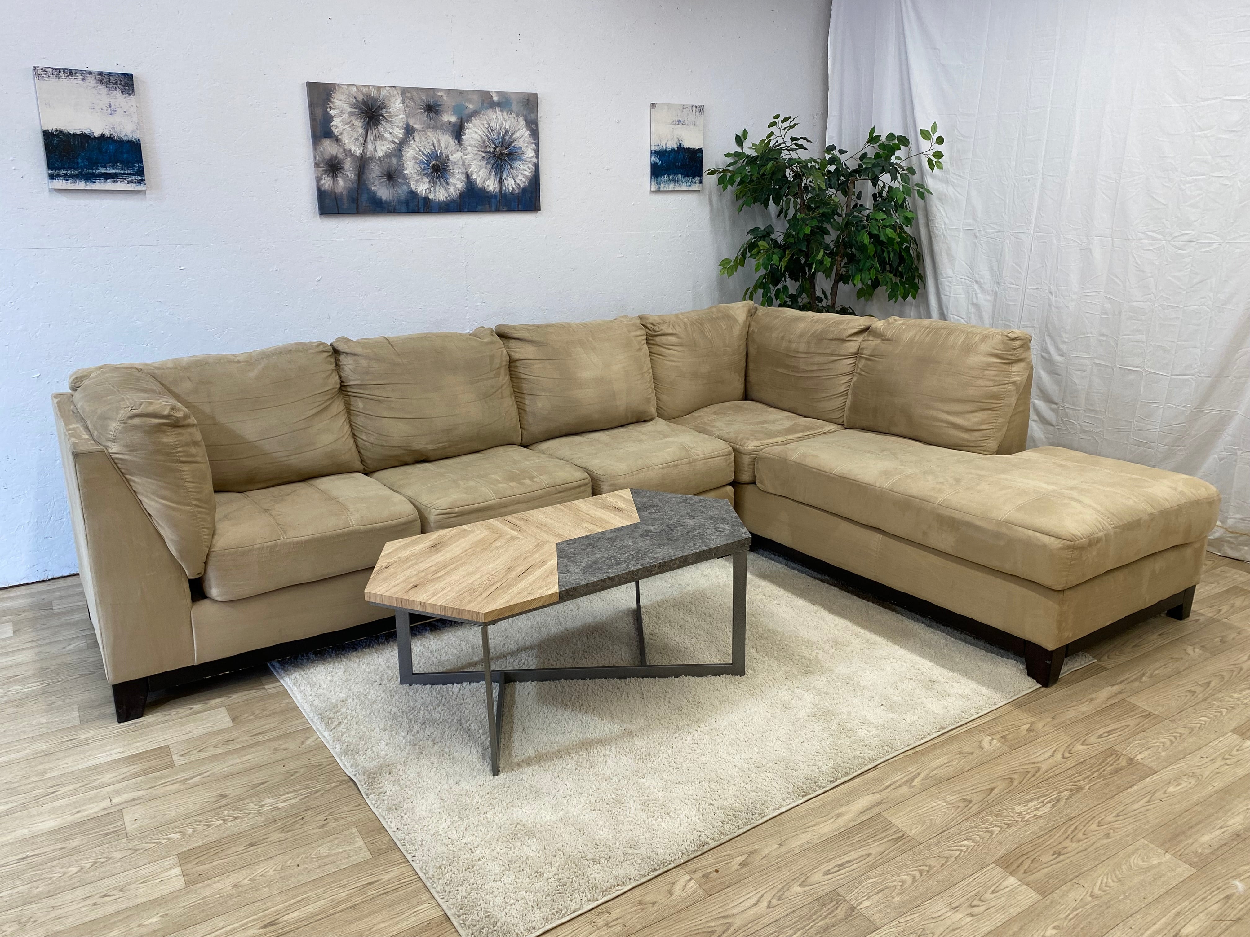 Beige L-Shaped Sectional