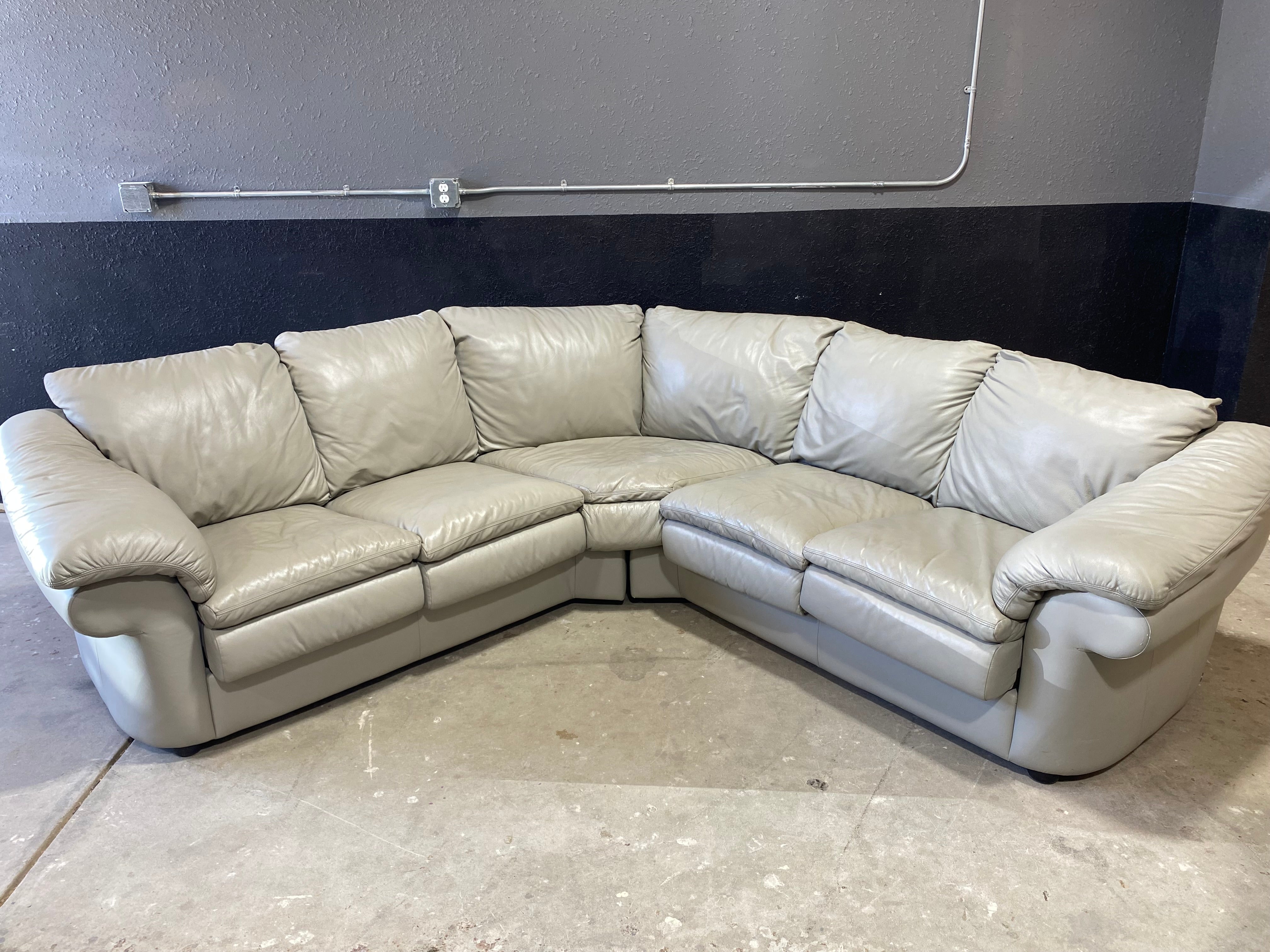 American Leather Light Gray U-Shaped Sectional