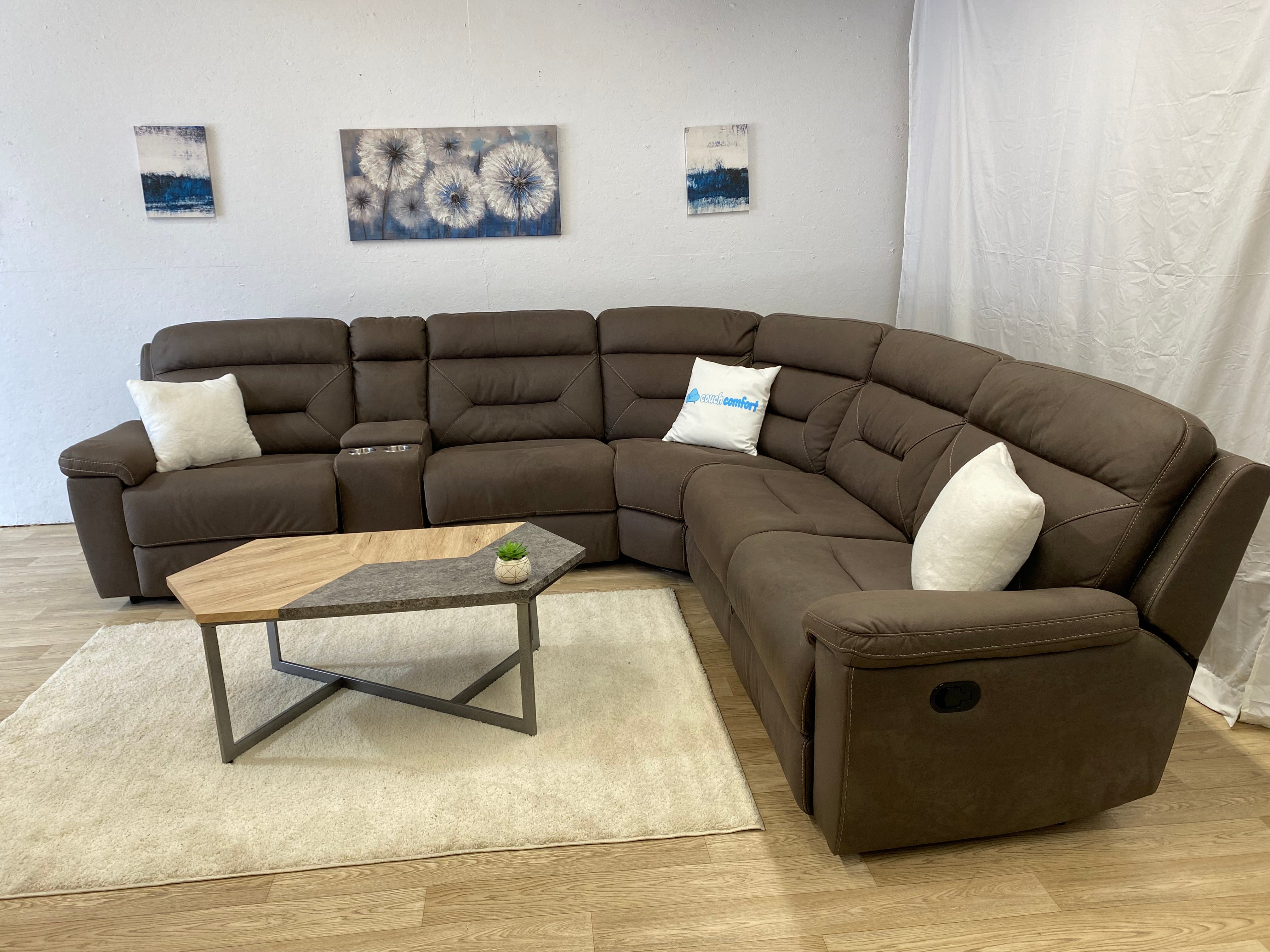 Fletcher Brown Sectional W/ Power USB Ports