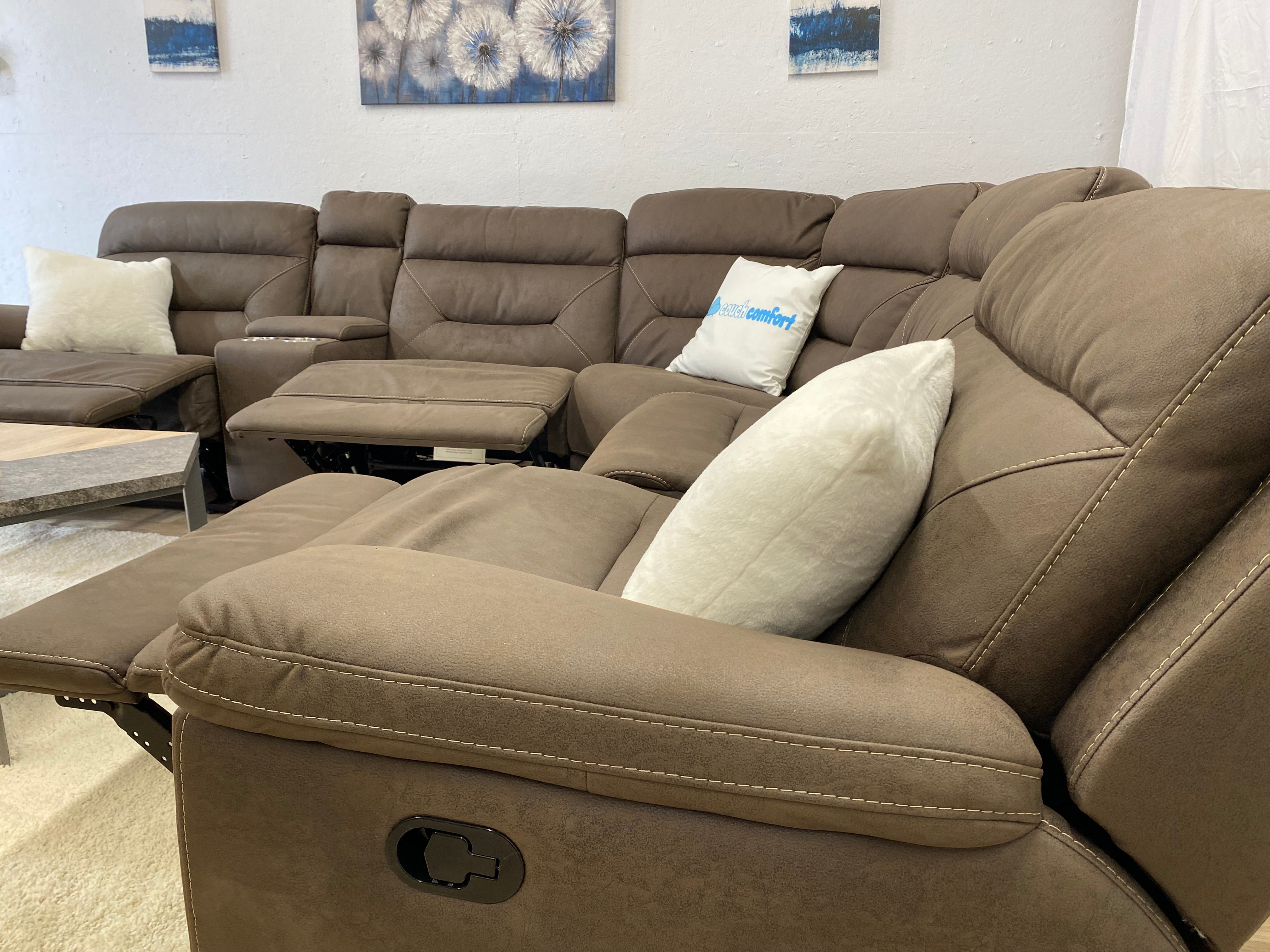 Fletcher Brown Sectional W/ Power USB Ports